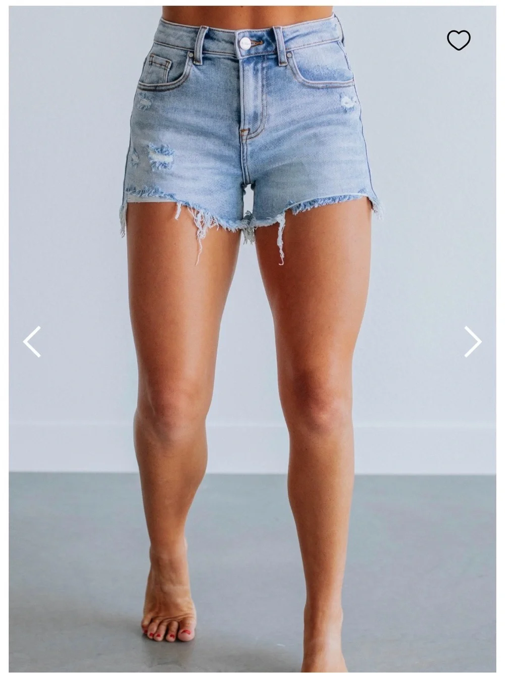 High-Rise Light Blue Distressed Denim Shorts - Picture 1 of 6